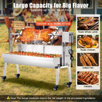 LUXOAK Electric BBQ Rotisserie Grill Kit, 46" 132 Lbs Capacity, 45W Motor, Height-Adjustable Stainless Steel Pig Roaster with Triangular Stability Support Stand for Pig Lamb