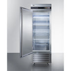 Commercially approved frost-free reach-in freezer in complete stainless steel, left hand door swing