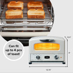 Sengoku SET-G16A(W) HeatMate Graphite Compact Countertop Toaster Oven with 4 Non-Stick Pans for Toasting and Baking, 120 Volt, Eggshell White