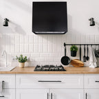 Akicon Stainless Steel Range Hood, Modern Box Kitchen Hood with Powerful Vent Motor, Wall Mount, 30��W*30��H*14D, Signal White
