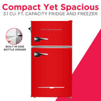 Frigidaire Retro 3.1 Cu ft Two Door Compact Refrigerator with Freezer, Red