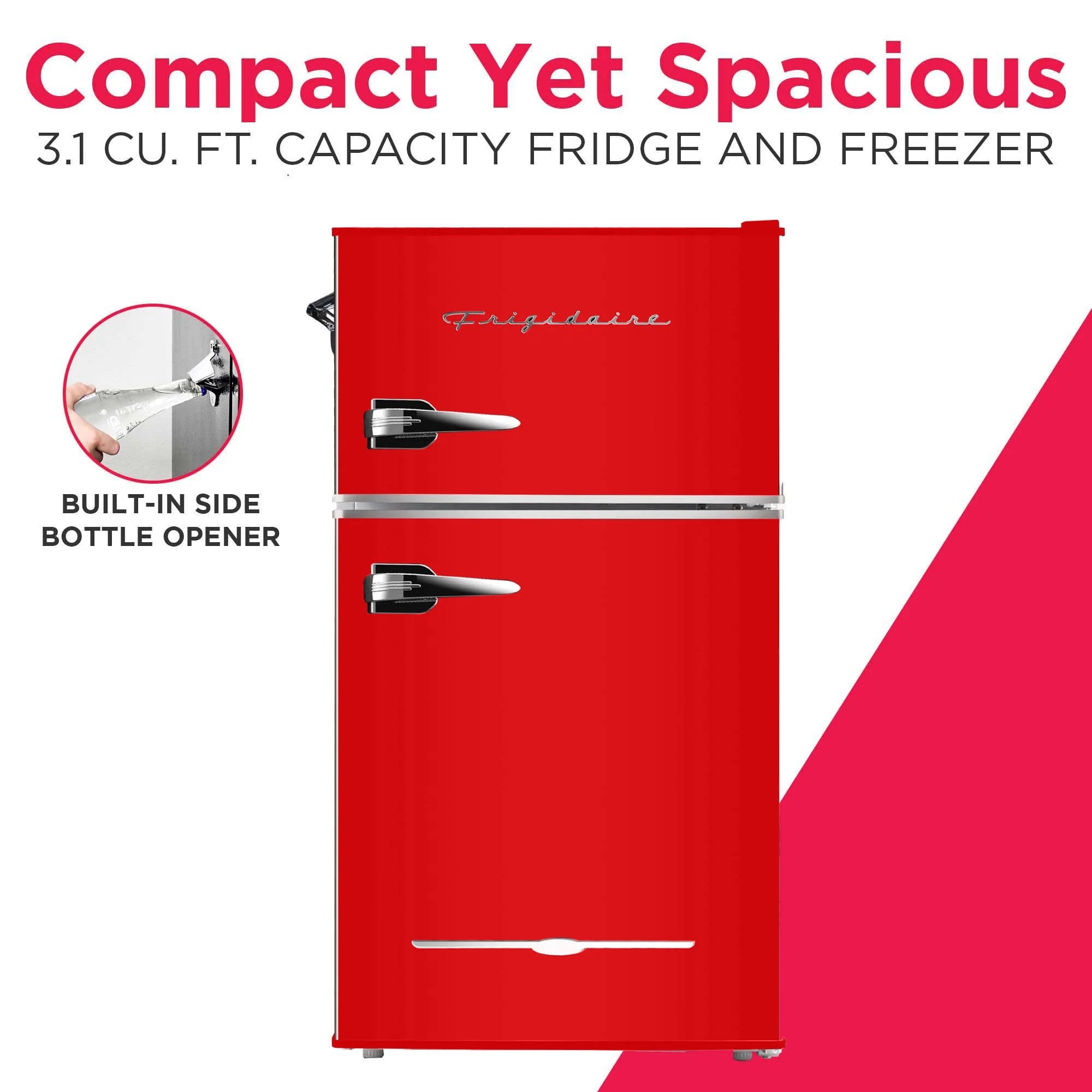 Frigidaire Retro 3.1 Cu ft Two Door Compact Refrigerator with Freezer, Red