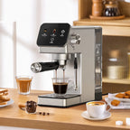 Espresso Machine 20 Bar, Rapid Cold Brew, Stainless Steel Coffee Machine with 40oz Removable Water Tank for Cappuccino, Latte, Silver