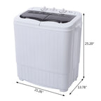 Compact Twin Tub with Built-in Drain Pump XPB35-188S 14.3(7.7 6.6)lbs Semi-automatic Gray Cover Washing Machine