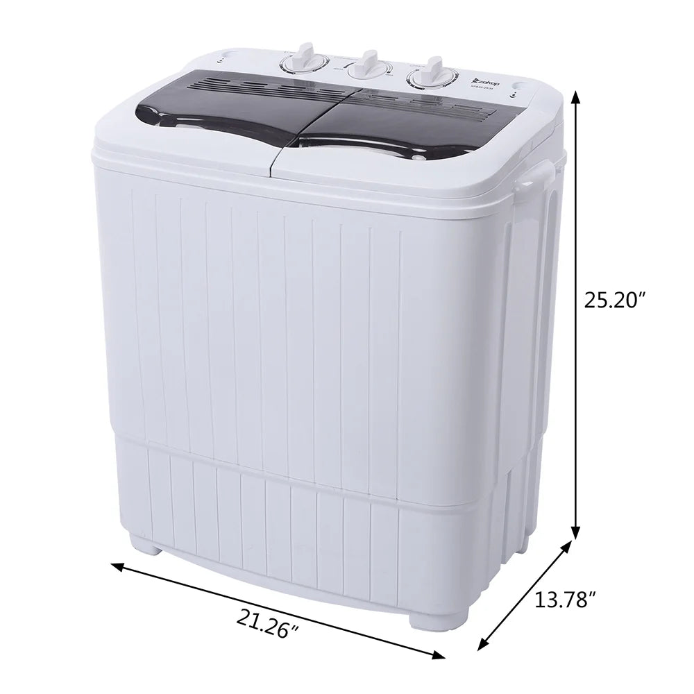 Compact Twin Tub with Built-in Drain Pump XPB35-188S 14.3(7.7 6.6)lbs Semi-automatic Gray Cover Washing Machine