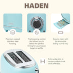 Haden 12 Cup Coffee Maker with 2 Slice Stainless Steel Bread Toaster, White