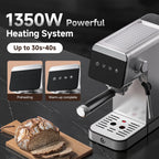 Sunmaki Espresso Machine 20 Bar Stainless Steel Coffee Machines with LED Touch Screen Powerful Steam Wand, Removable Water Tank, for Cappuccino, Latte