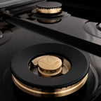 ZLINE Autograph Edition 48" Porcelain Rangetop with 7 Gas Burners in DuraSnow Stainless Steel and Champagne Bronze Accents (RTSZ-48-CB)