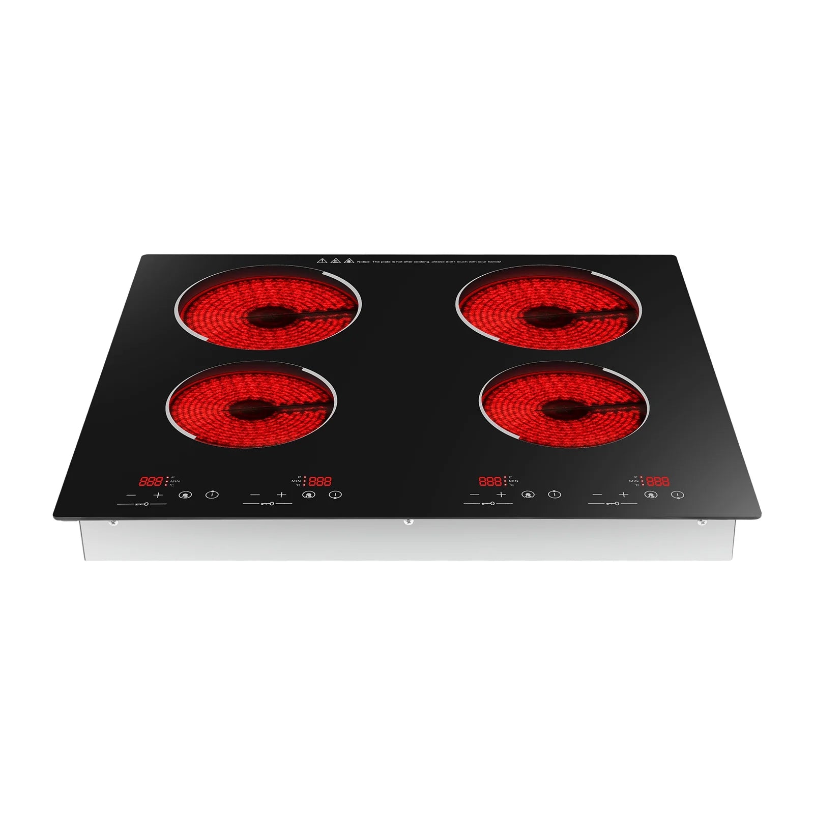 Peakora Electric Cooktop, Built-in Cooktop 3000W, Electric Stove Top with 4 Electric Burners, 9 Heating Level, Kid Safety Lock, Sensor Touch Control, 110V