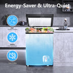 WAA 2.8 Cubic Feet Chest Freezer with Removable Basket Free Standing Top Open Door Compact Freezer with Adjustable Temperature for Home/Kitchen/Office/Bar (White)