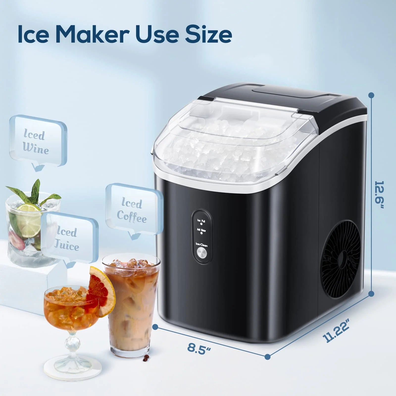 Electactic Nugget Ice Maker Countertop, 35lbs/24H, Self-Cleaning, Pebble Portable Ice Machine with Handle (White)