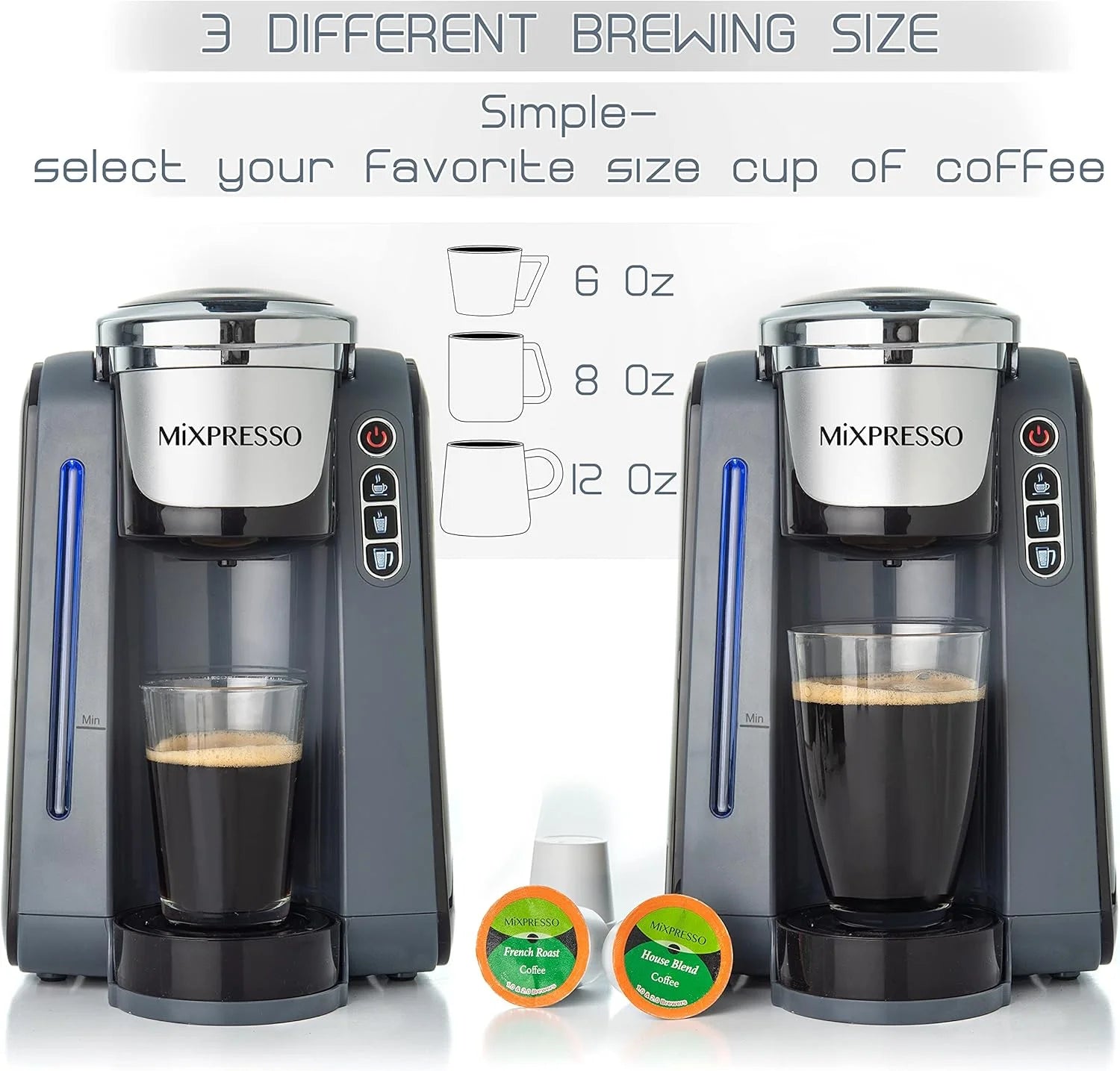 Mixpresso Single Cup Coffee Maker Compatible With 1.0 & 2.0 Single Cup Pods, Removable 45oz Water Tank, Quick Brewing with Auto Shut-Off, One Touch Function (Red/Black)