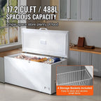 Choco Moon Large Capacity 14.5 Cu.ft Chest Freezer, 345L Storage, 4 Slide-Out Baskets, Lockable Lid, 8 Temp Control Levels, Energy-Efficient LED Lights, 6 Swivel Casters for Easy Mobility