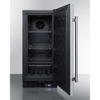 15" wide frost-free freezer for built-in or freestanding use, with stainless steel wrapped exterior, lock, and digital thermostat