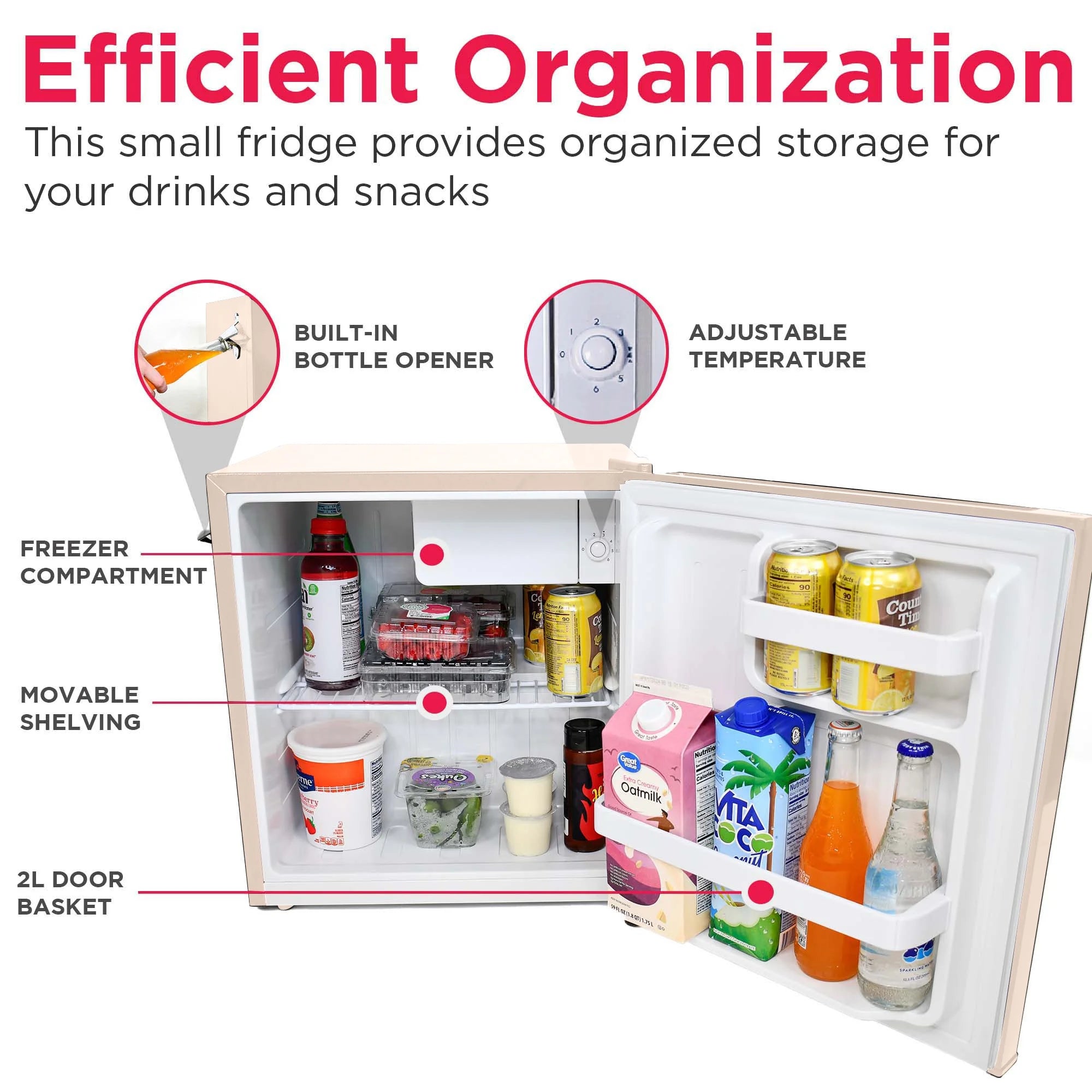 Frigidaire 1.6 Cu ft. Retro Compact Refrigerator with Side Bottle Opener, Coral