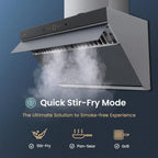 FOTILE Slant Vent Series 30" 1000 CFM Under Cabinet or Wall Mount Range Hood with 2 LED lights, Motion and Touch Activation in Onyx Black Tempered Glass