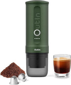 Nano Portable Electric Espresso Machine: 20 Bar, 3-4 Min Self-Heating, Mini 12V/24V Car Coffee Maker with NS Capsule & Ground Options - Ideal for Camping, Travel, RV, Hiking, Office (Space Grey)