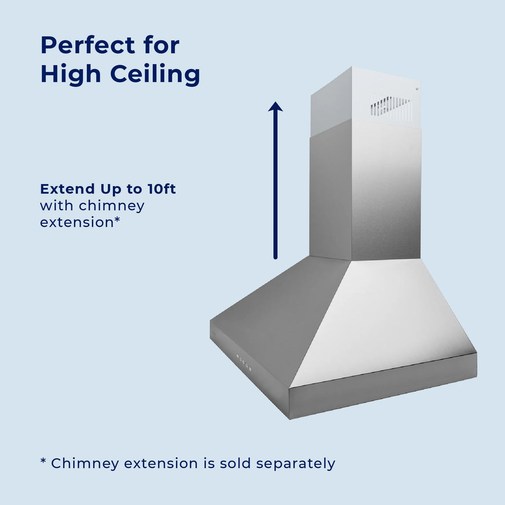 Hauslane Chef Series Pro Model WM-530 30" Convertible  Wall Mount Chimney Range Hood 120V in Matte Black