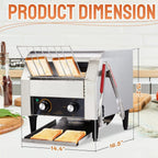 Ktaxon Commercial Conveyor Toaster, 150 Slices/Hour, 1300W, Front/Rear Outlet, Silver