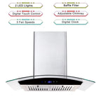Joeaonz 30-Inch Wall Mount Range Hood with 3-Speed Ventilation and Dishwasher-Safe Filters, 700 CFM, 120V