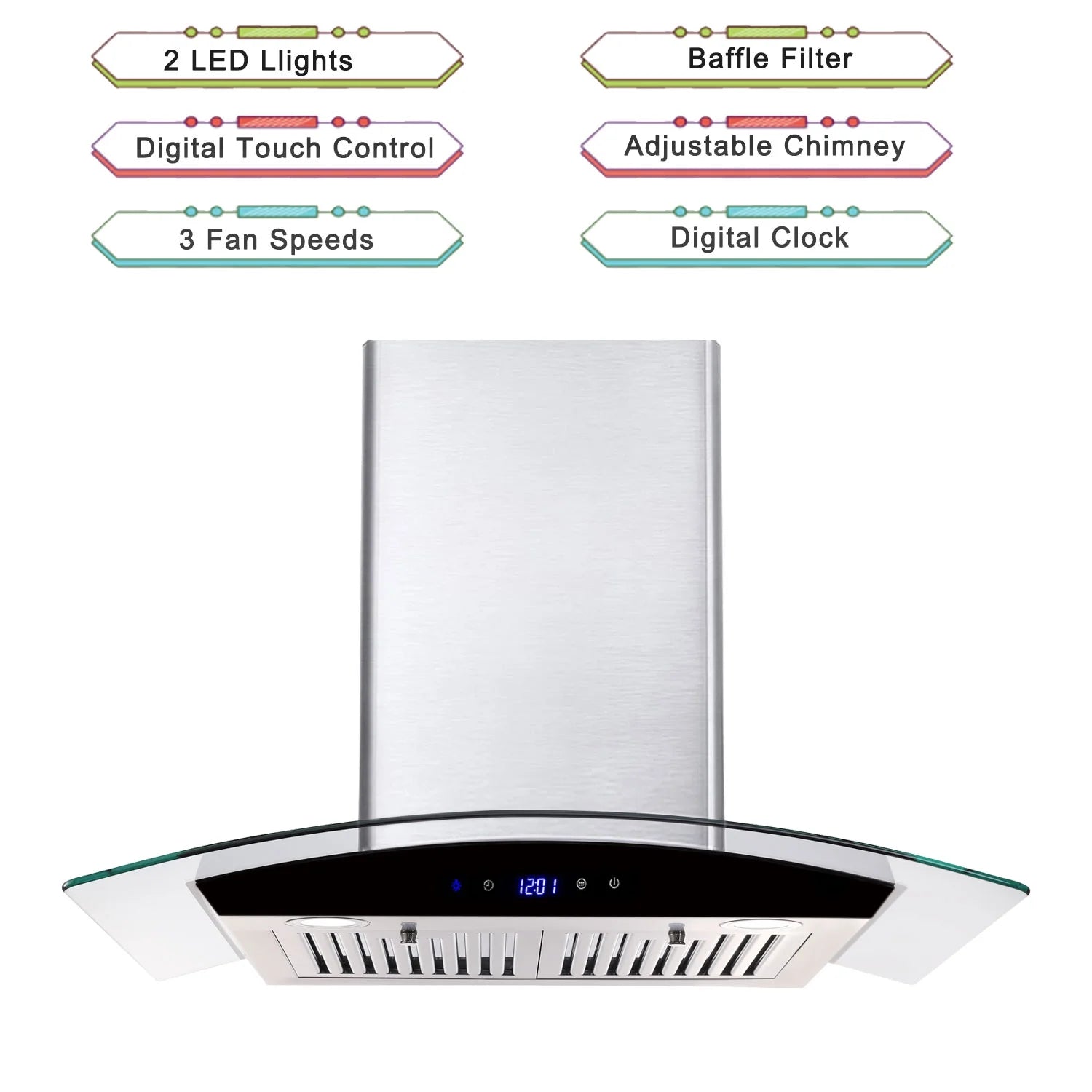 Joeaonz 30-Inch Wall Mount Range Hood with 3-Speed Ventilation and Dishwasher-Safe Filters, 700 CFM, 120V
