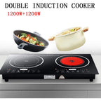 Anqidi 2400W Double Induction Cooktop, Portable Countertop Digital Electric Induction Cooker w/8 Gear Firepower 110V