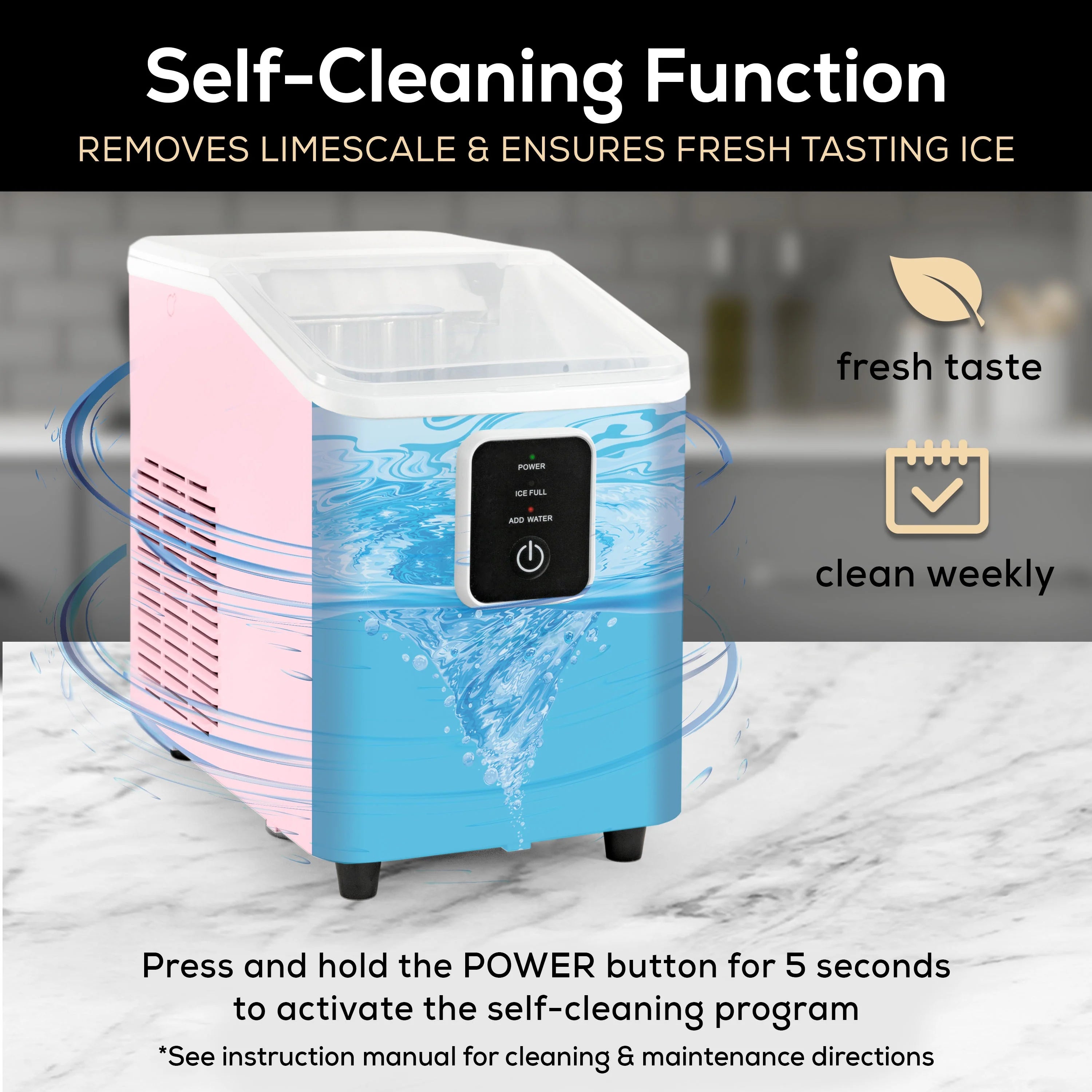 Igloo Self-Cleaning Countertop Ice Maker - Compact and Portable - Creates 26 lbs. Per Day, 8 Pieces Ready Every 7-8 Minutes - Includes Ice Scoop and Basket - Aqua
