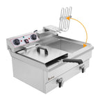 EH102V 110V 110V,3400W 24.9quart/23.6L Stainless Steel Double Cylinder Electric Fryer US Plug, Electric Deep Fryer Frying with 2 Faucets and Lids for Home Use, Adjustable Temperature, Easy to clean
