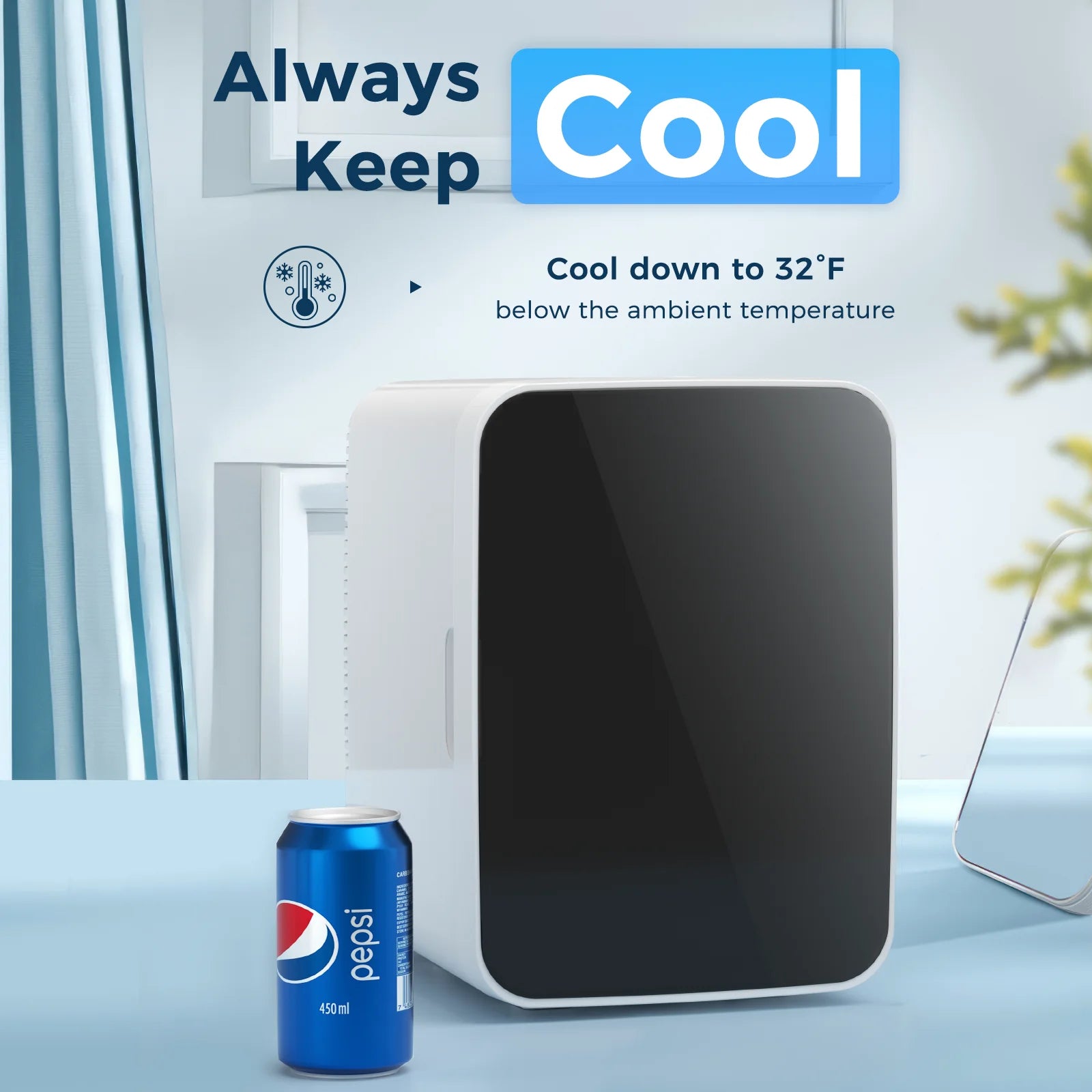 ?FREE VILLAGE Compact Mini Fridge, 10L Portable Small Refrigerator, 2.6 Gal Mini Fridge with AC/DC Adapters, Small Cosmetics Cooler for Beverage, Food, Makeup, Bedroom, Office, Dorm, White