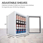Whynter 24'' Beverage Refrigerator Cooler, 140 Cans Beverage Fridge, Built in or Freestanding Beverage Center with Stainless Steel Door