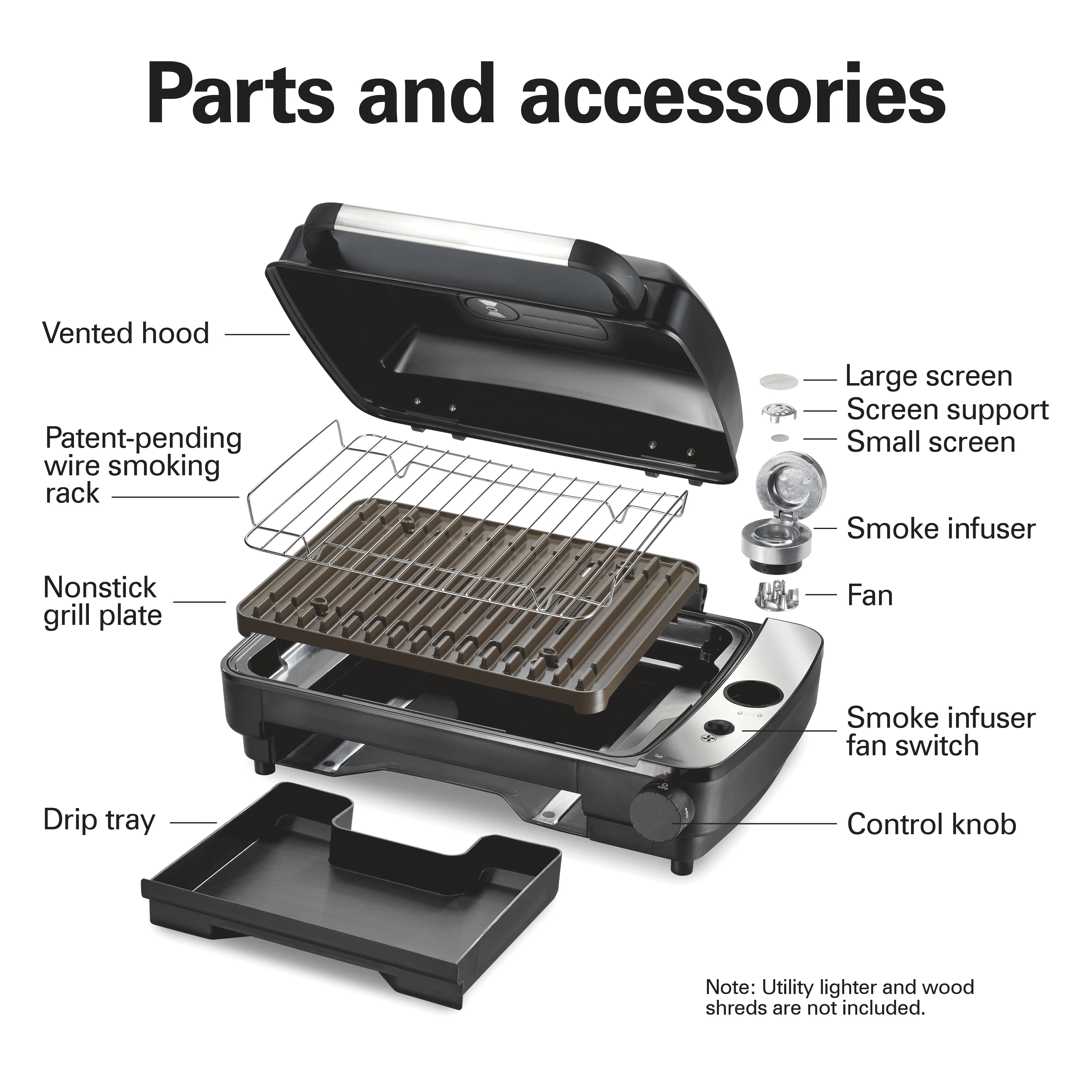 Hamilton Beach Electric Indoor Grill with Hot and Cold Smoke Infuser and Smoking Rack, Black
