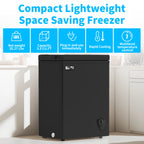 3.5 Cubic Chest Freezer, Compact Deep Freezer with Top Open Door and Removable Storage Basket, 7 Gears Temperature Control, Energy Saving, for Office Dorm or Apartment