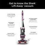 Shark Upright Vacuum, Lift-Away, Pet Friendly, Bagless, PowerFins HairPro & Odor Neutralizer Technology, Hard Floor and Carpet, Self Cleaning Brushroll, Anti Allergen &Swivel Steering , ZD550, Purple