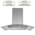 "Joeaonz 36"" Stainless Steel Island Mount Range Hood, Quiet 900CFM, 3-Speed Vent with Button Control and LED Bulb"