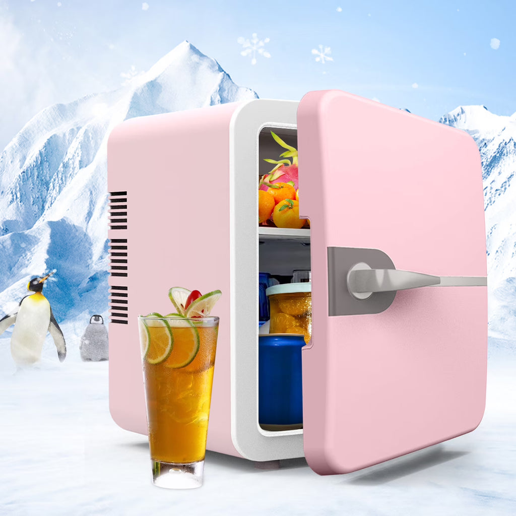 Luckky Mini Fridge, 6 Liter Portable Cooler and Warmer Personal Refrigerator for Skin Care, Cosmetics, Beverage, Food,Great for Bedroom, Office, Car, Dorm (Pink)