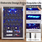 Wine Cooler,Beverage Refrigerator Cooler,Freestanding Wine Cooler Refrigerator with Triple Pane Clear Glass Door,Mini Fridge Countertop Drink Cooler for Home Office,Temperature Adjustment Range 40~61?��