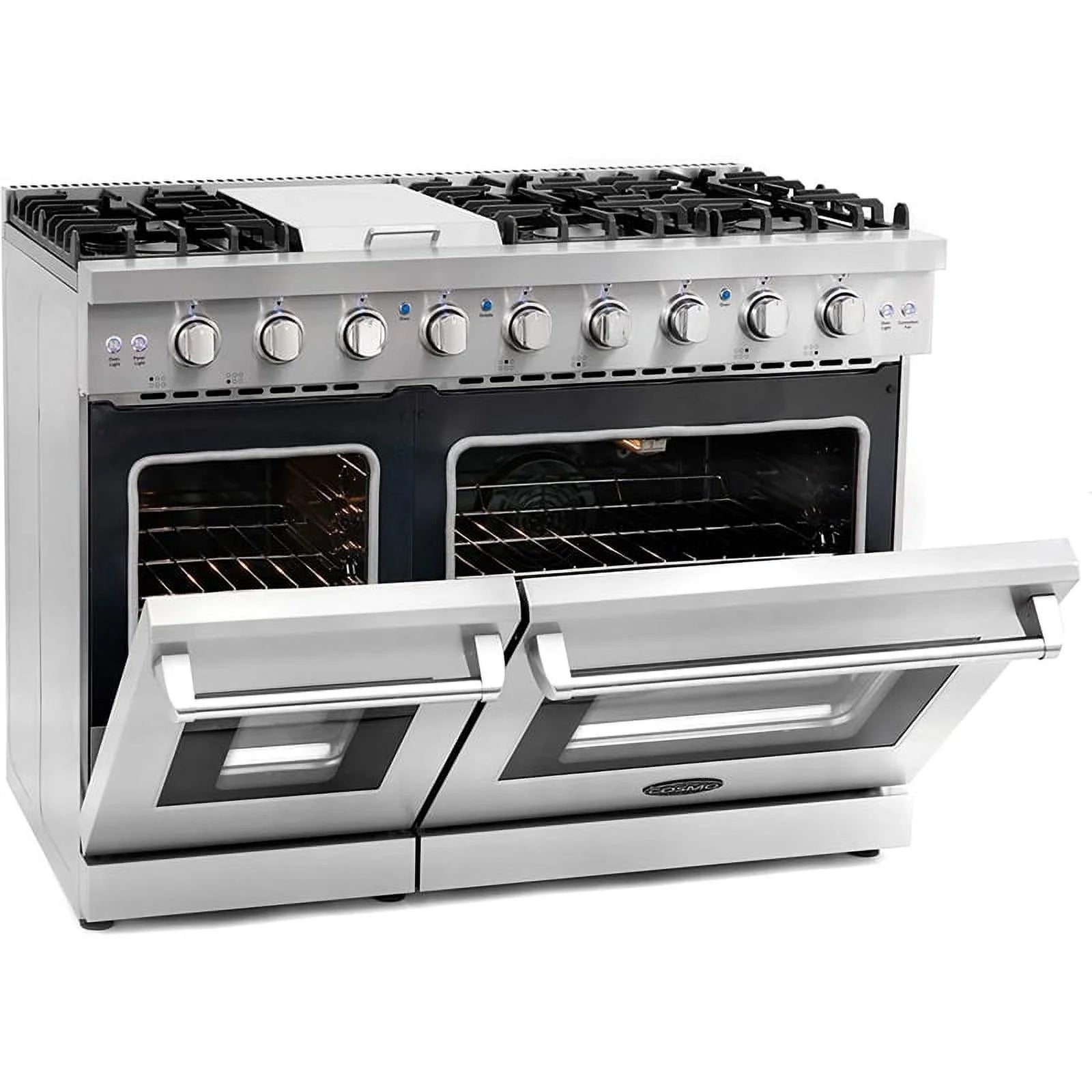 48" Freestanding Double Oven Gas Range, 6 Sealed Gas Burners, Convection Oven