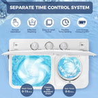 Qhomic Portable Washer 30lbs, 2-in-1 Twin Tub Washer & Dryer Combo Compact Semi-Automatic Washing Machine with Drain Pump, Black