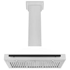 ZLINE 36" Autograph Edition DuraSnow Stainless Steel Range Hood with White Matte Shell and Gold Handle