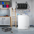 Moifoi 3.5 Cu.ft Chest Freezer w/ Removable Storage Basket & Top Open Door, Energy Saving, White