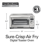 Hamilton Beach Professional Sure-Crisp Air Fryer Toaster Oven Combo with 6-in-1 Functionality, Stainless Steel