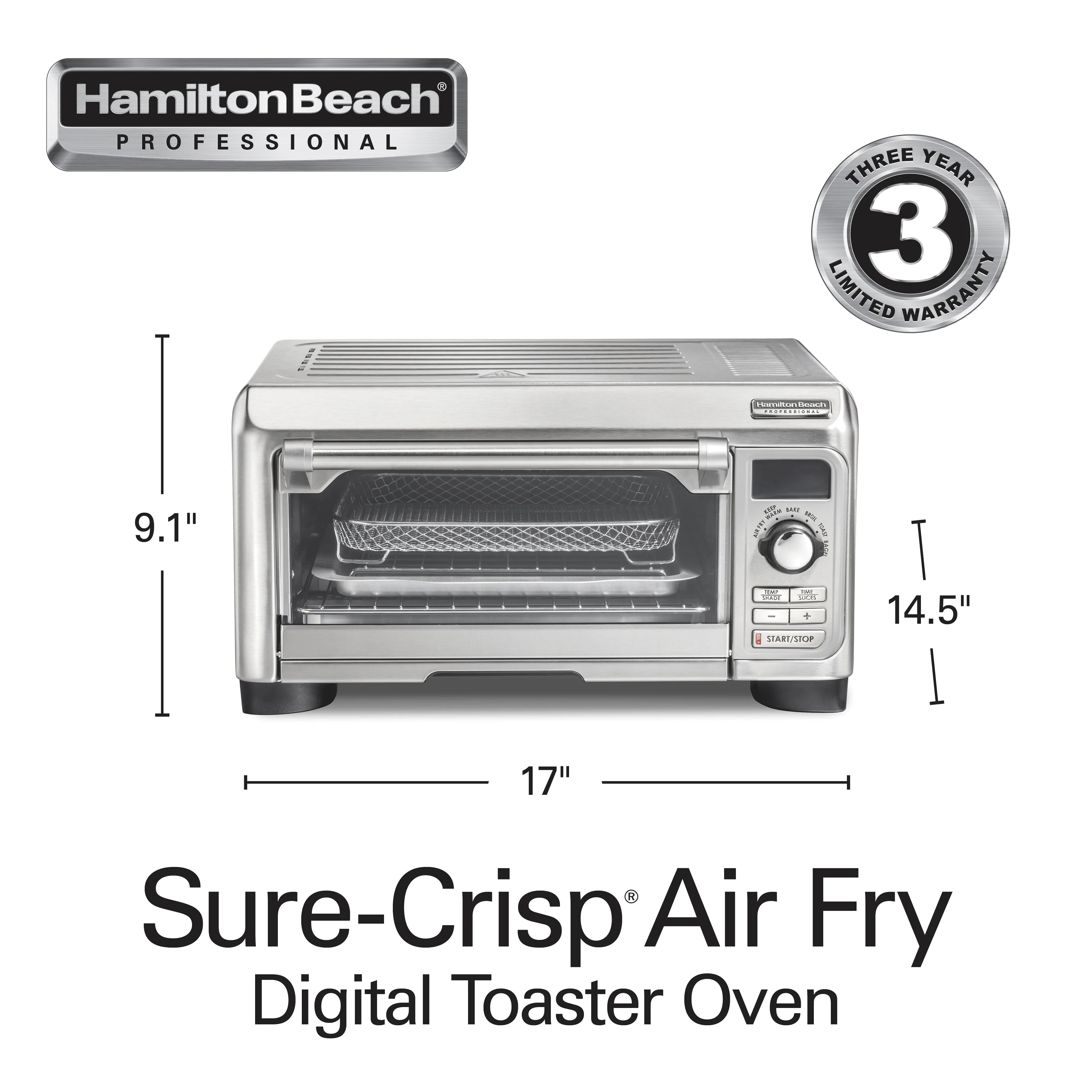 Hamilton Beach Professional Sure-Crisp Air Fryer Toaster Oven Combo with 6-in-1 Functionality, Stainless Steel