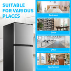 4.5 Cu. ft. Compact Refrigerator 2 Door with Freezer,5 Adjustable Thermostat & 4 Removable Glass Shelves