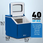 Deco Chef Countertop Portable Ice Maker 40 lb/Day Blue with Extended Warranty