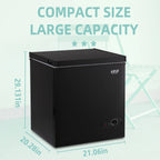 Krib B 3.5 Cu.Ft Chest Freezer with 7 Gears Temperature Adjustment, Deep Compact Freezer with a Removable Basket, Suitable for Kitchen, Garage, Basement, Black