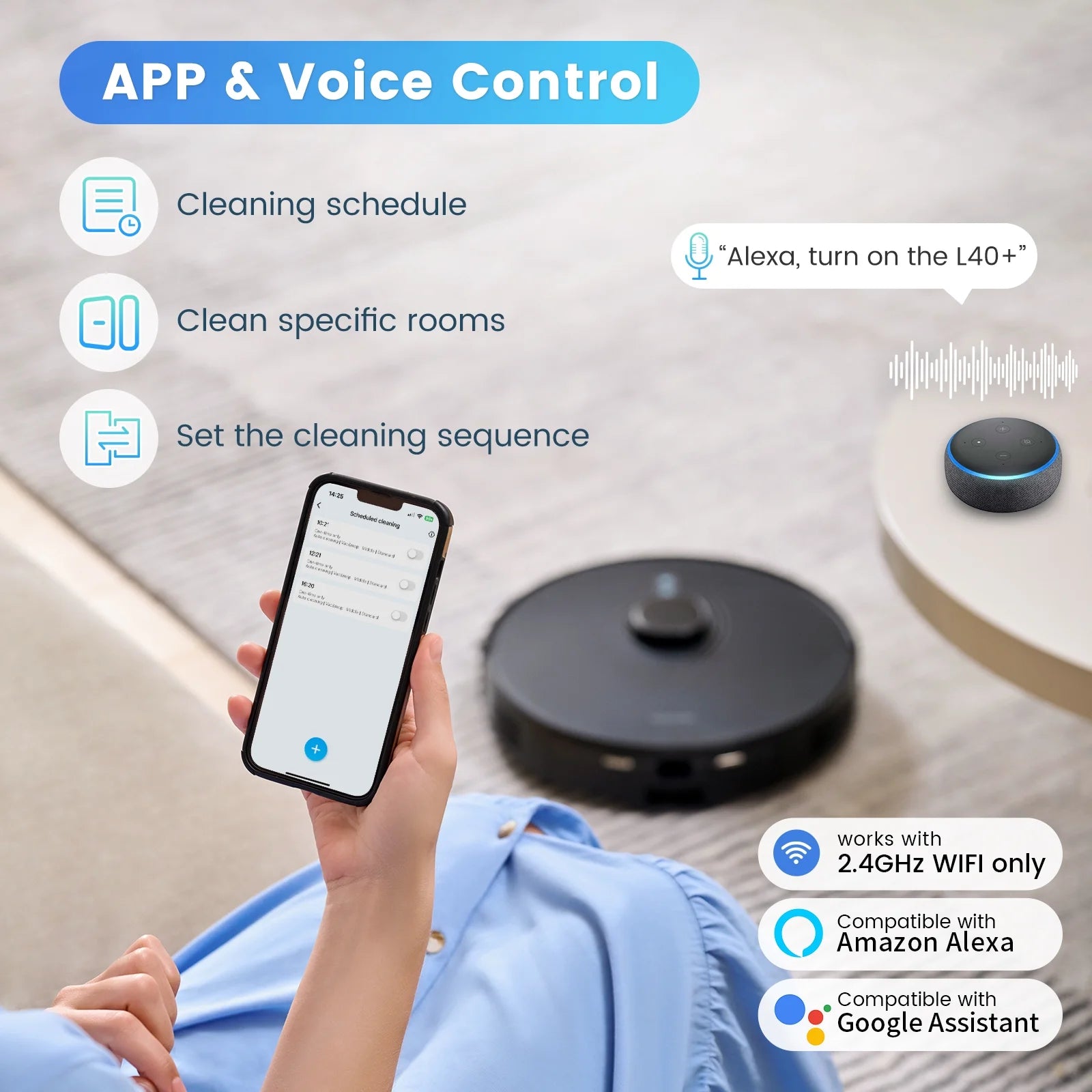 AIRROBO L60+ Self-Empty Robot Vacuum and Mop Cleaner with Ultrasonic Carpet Detection,6000Pa Suction,Laser Obstacle Avoidance,240min Long Runtime