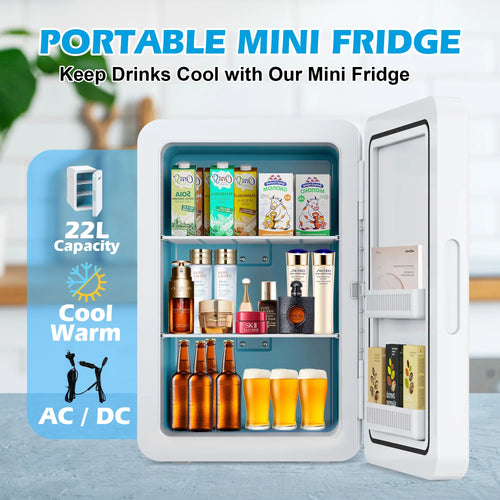 ADVWIN 22L/30Can Mini Fridge with Temperature Control, Compact Refrigerators for Bedroom, Cosmetics