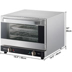 KFFKFF Commercial Convection Oven, 21L/19Qt, Quarter-Size Conventional Oven Countertop, 1440W 3-Tier Toaster w/ Front Glass Door, Electric Baking Oven w/ Trays Wire Racks Clip Gloves