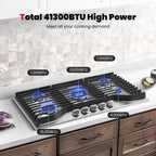 GASLAND Master Series 36 Inch Gas Cooktop with Griddle PRO GH3905SS1FC with 5 Burners,CSA certified,120V Plug-in, NG/LPG Convertible