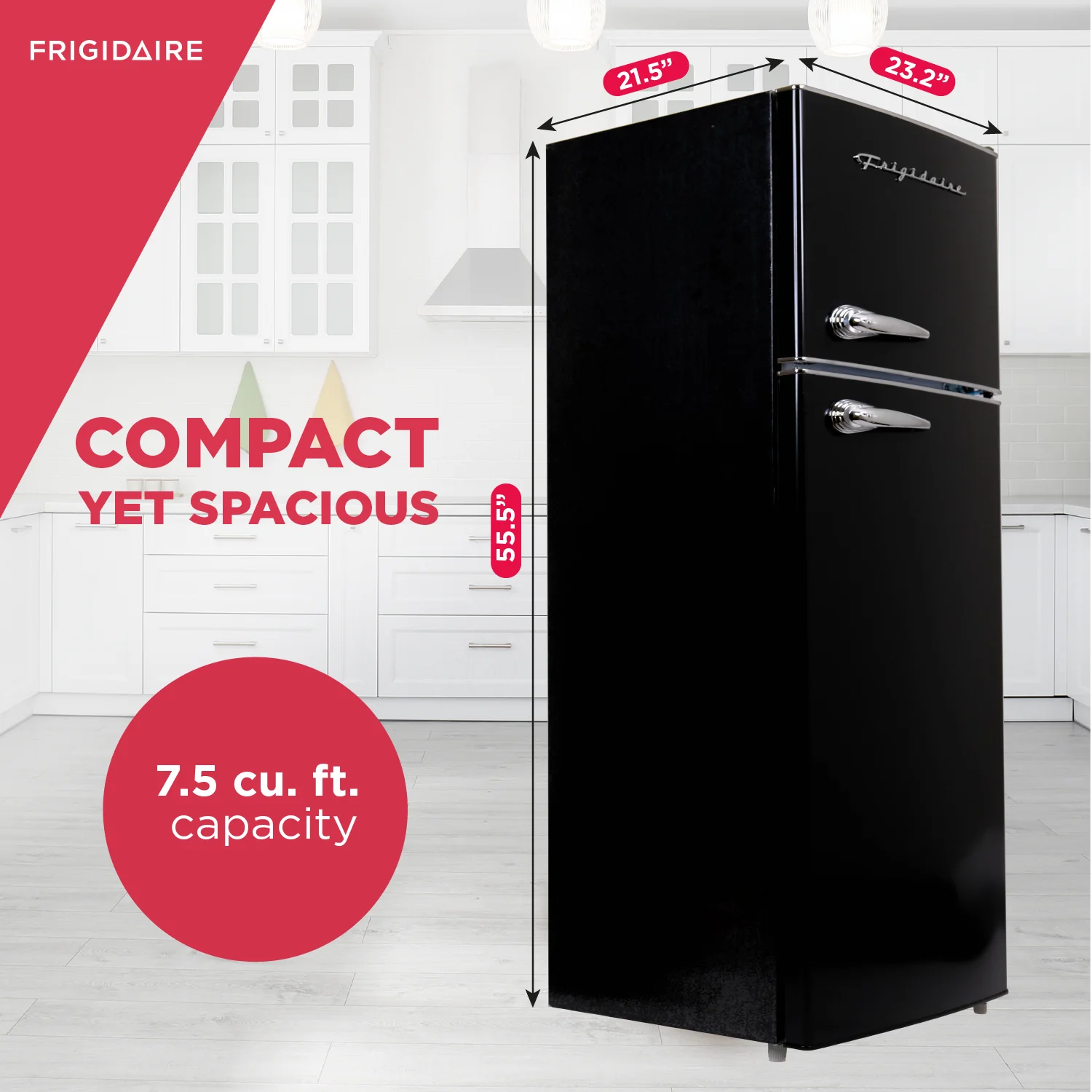 Frigidaire, 7.5 Cu. ft. Top Mount Retro Refrigerator, Black